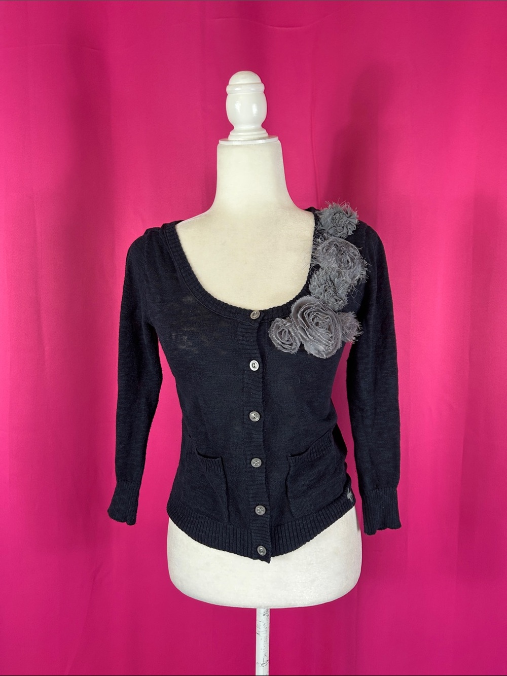Abercrombie‎ navy blue cardigan sweater small
